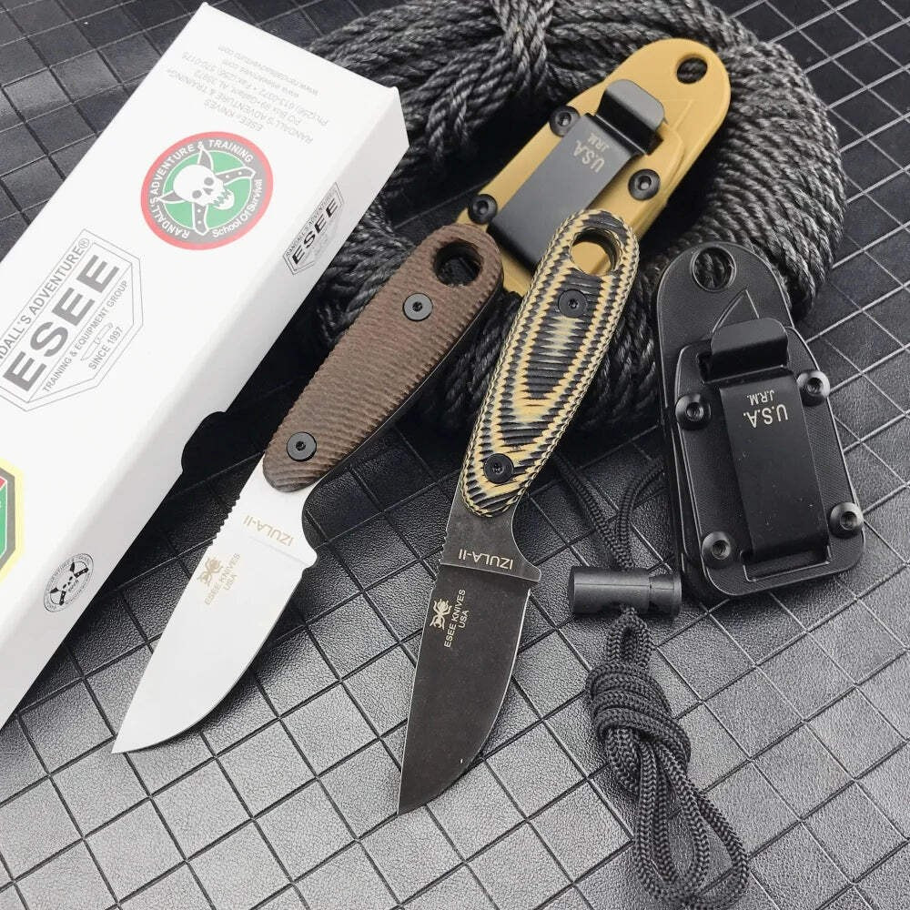 Izula Style Fixed Blade Knife 2.6″ Drop Point High Carbon Skeletonized EDC
