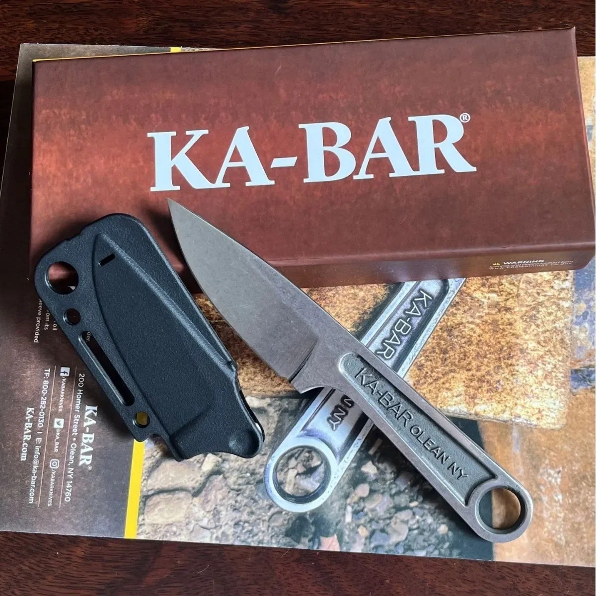 Ka-Bar Wrench Fixed Knife 3″ Blade 425 Carbon Steel One Piece. Free Shipping.