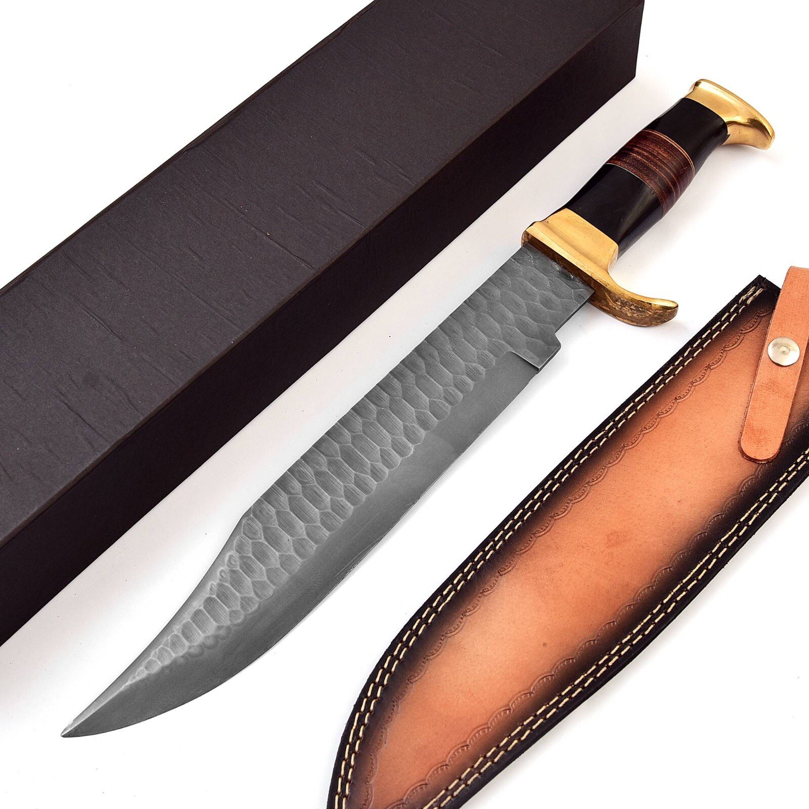 18 Inch High Carbon Steel Hunting Bowie Knife with leather sheath , Gift Pack