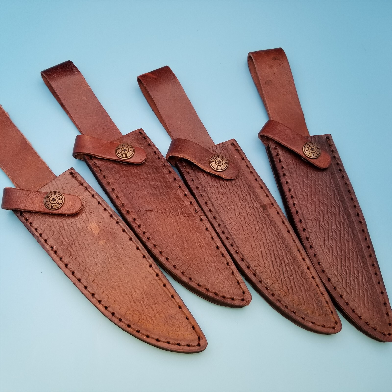 Knife Sheath Fixed Blade Leather Brown Basketweave Hunting Bowie 10.5″ x 6.75″