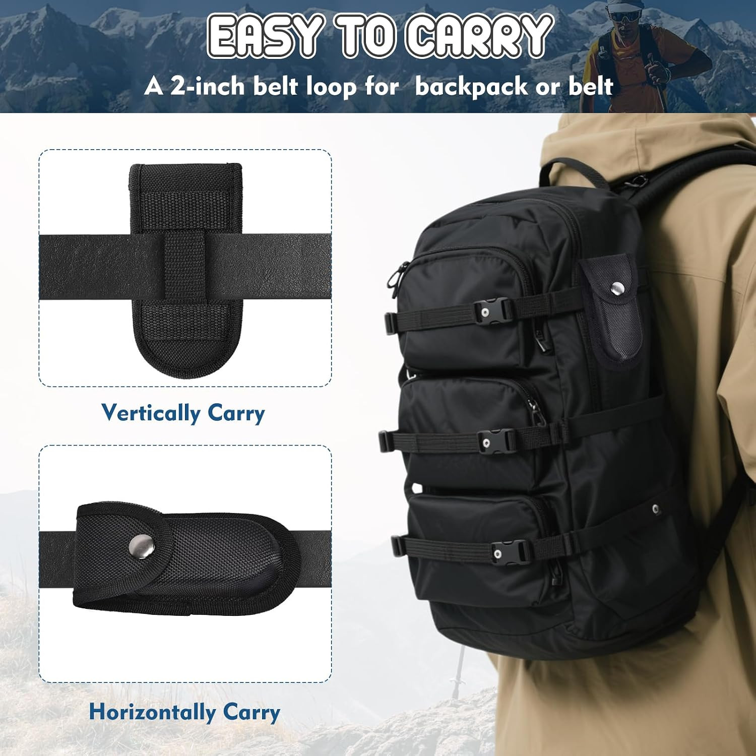 Nylon Pocket Knife Sheath, 5″-5.5″ Portable Knife Holder for Belt, Horizontal/Ve