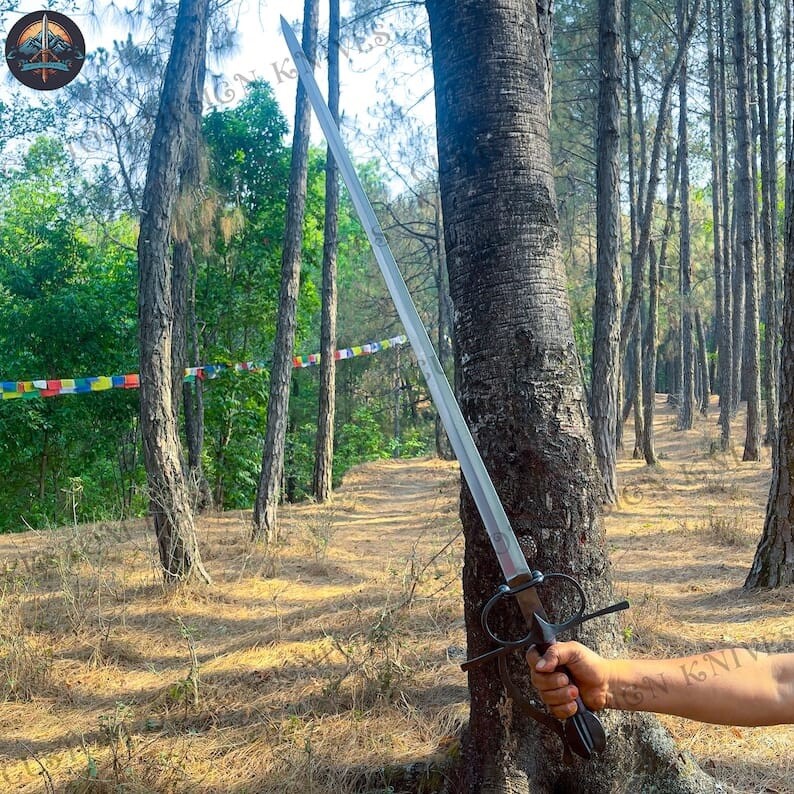 Custom Handmade Carbon Steel Exquisite Long Blade Sword| Hunting Sword Camping