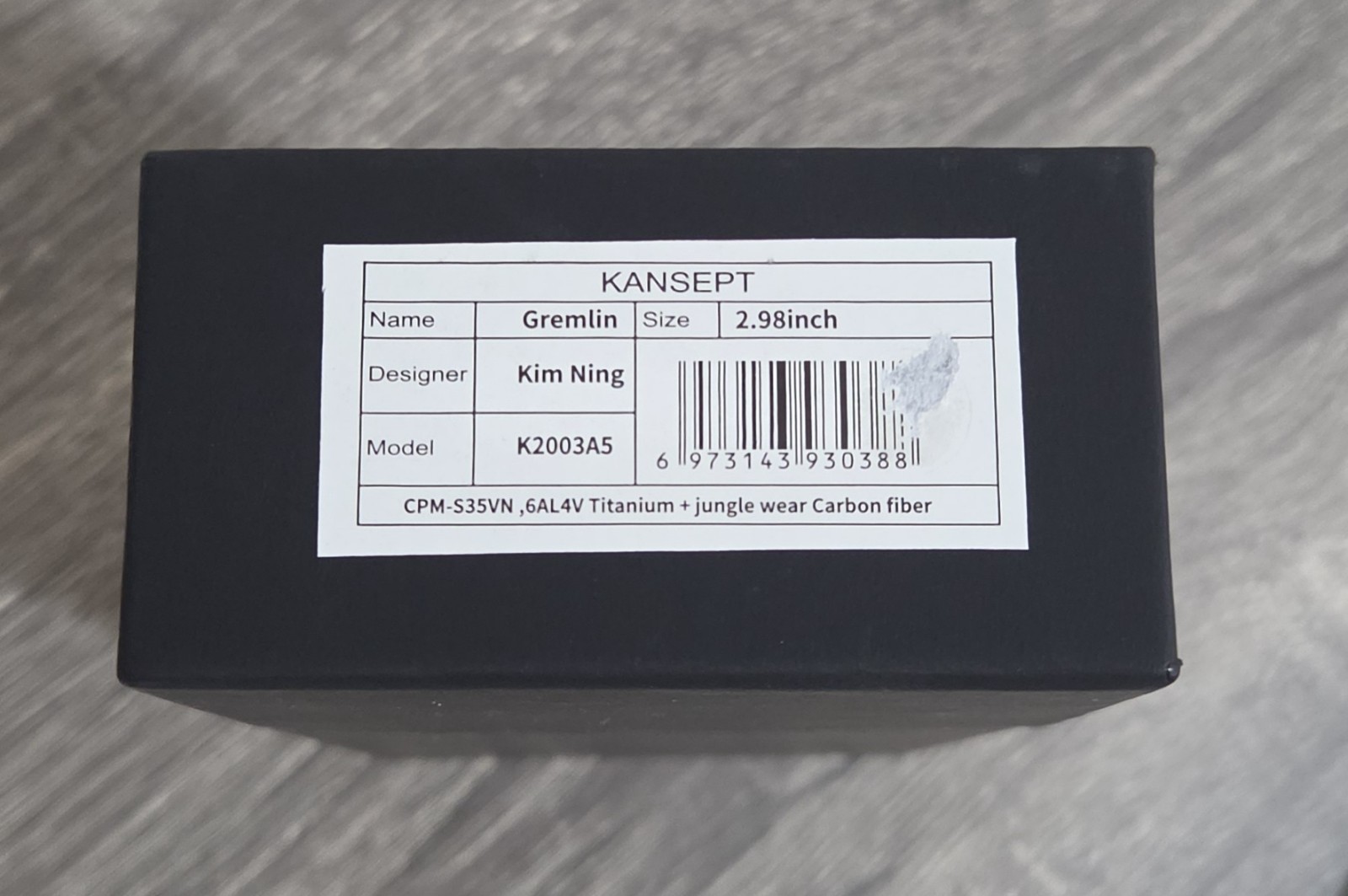 Kansept Gremlin – Gray Titanium – Jungle Carbon Fiber – S35VN – Frame Lock – EUC