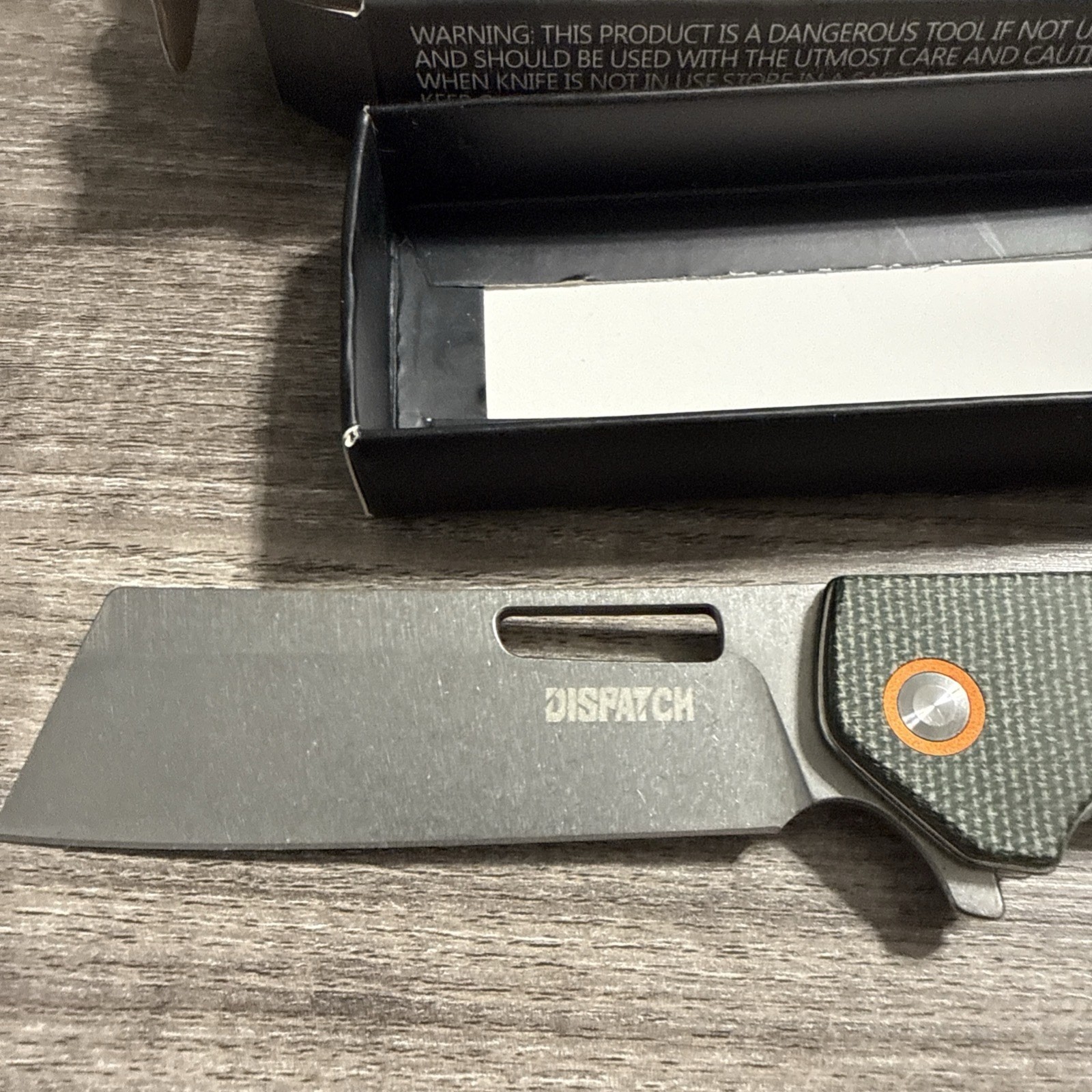 Dispatch Pocketknife Green Micarta Handle Stainless Cleaver Blade Manual Liner