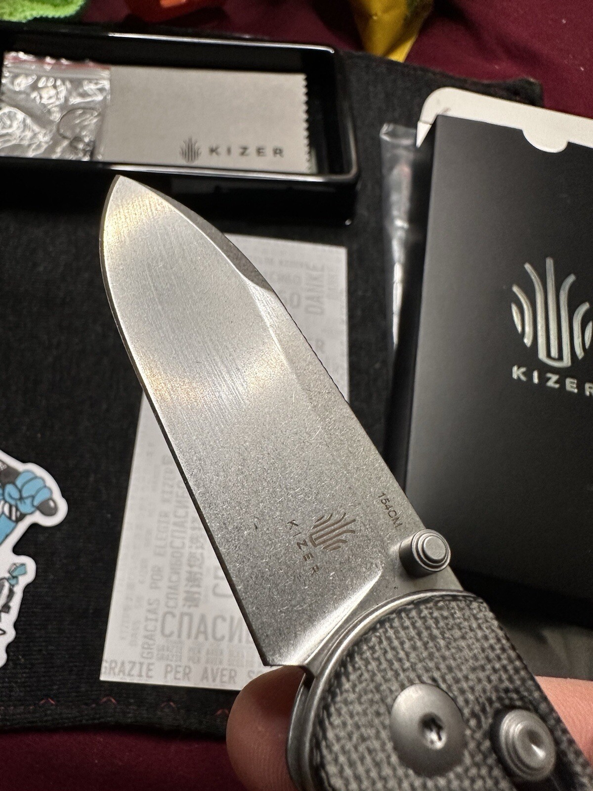 Kizer Drop Bear EDC Knife Black Micarta Handle 154CM Steel Pocket Knife V3619C3
