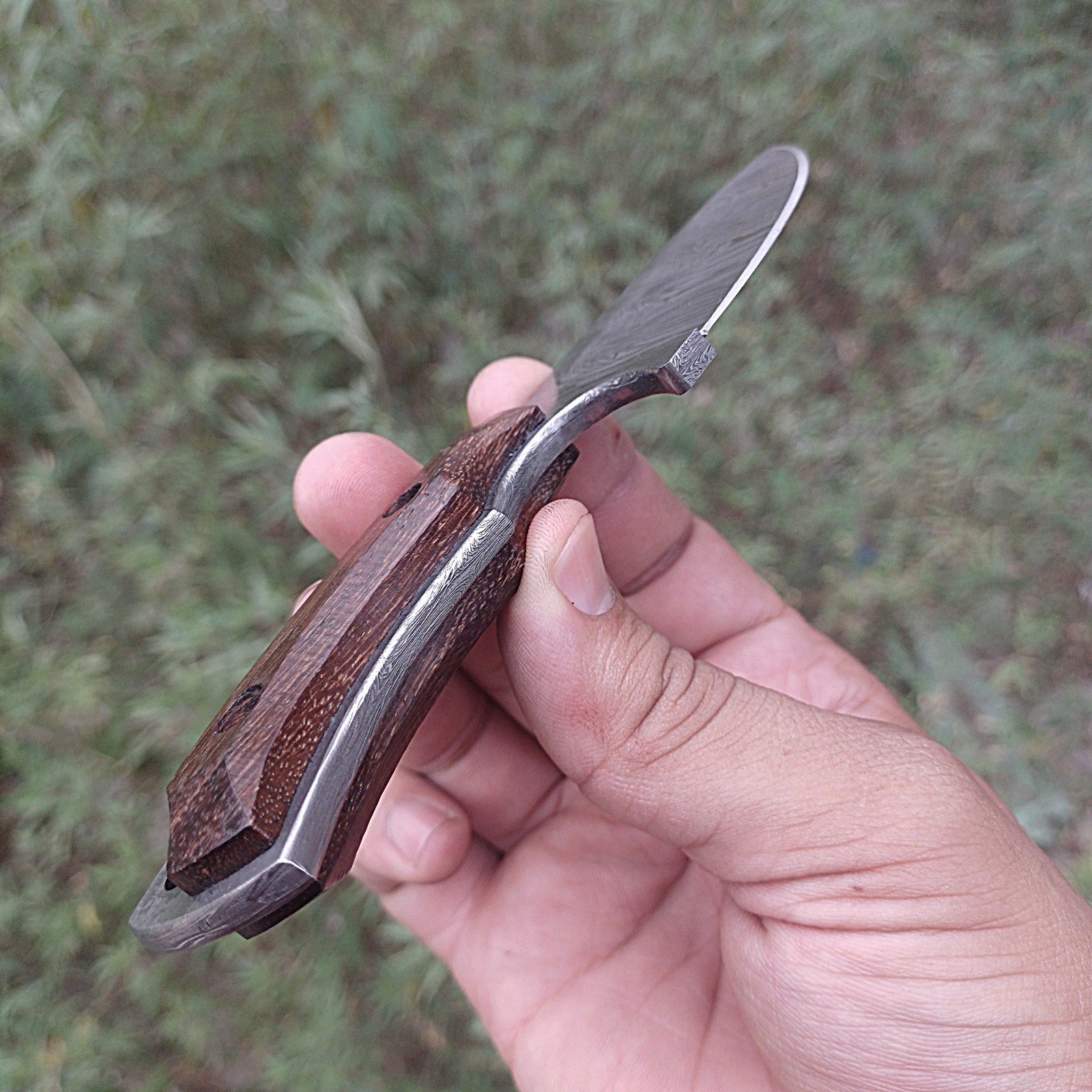 Damascus Small Fixed BLade Neck Knife Handmade EDC, Outdoor Camping Hiking