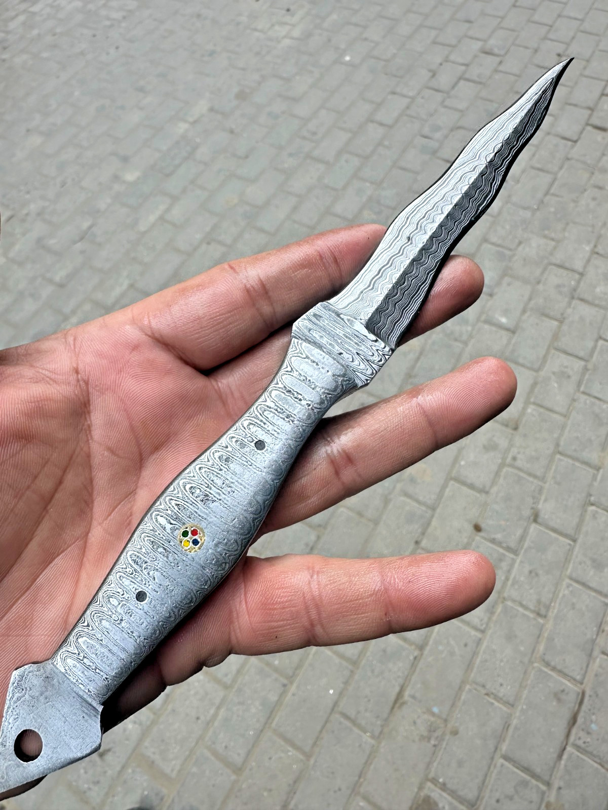 Custom Made Hand Forged Damascus Steel Tri Double Edged Dagger Knife 2418