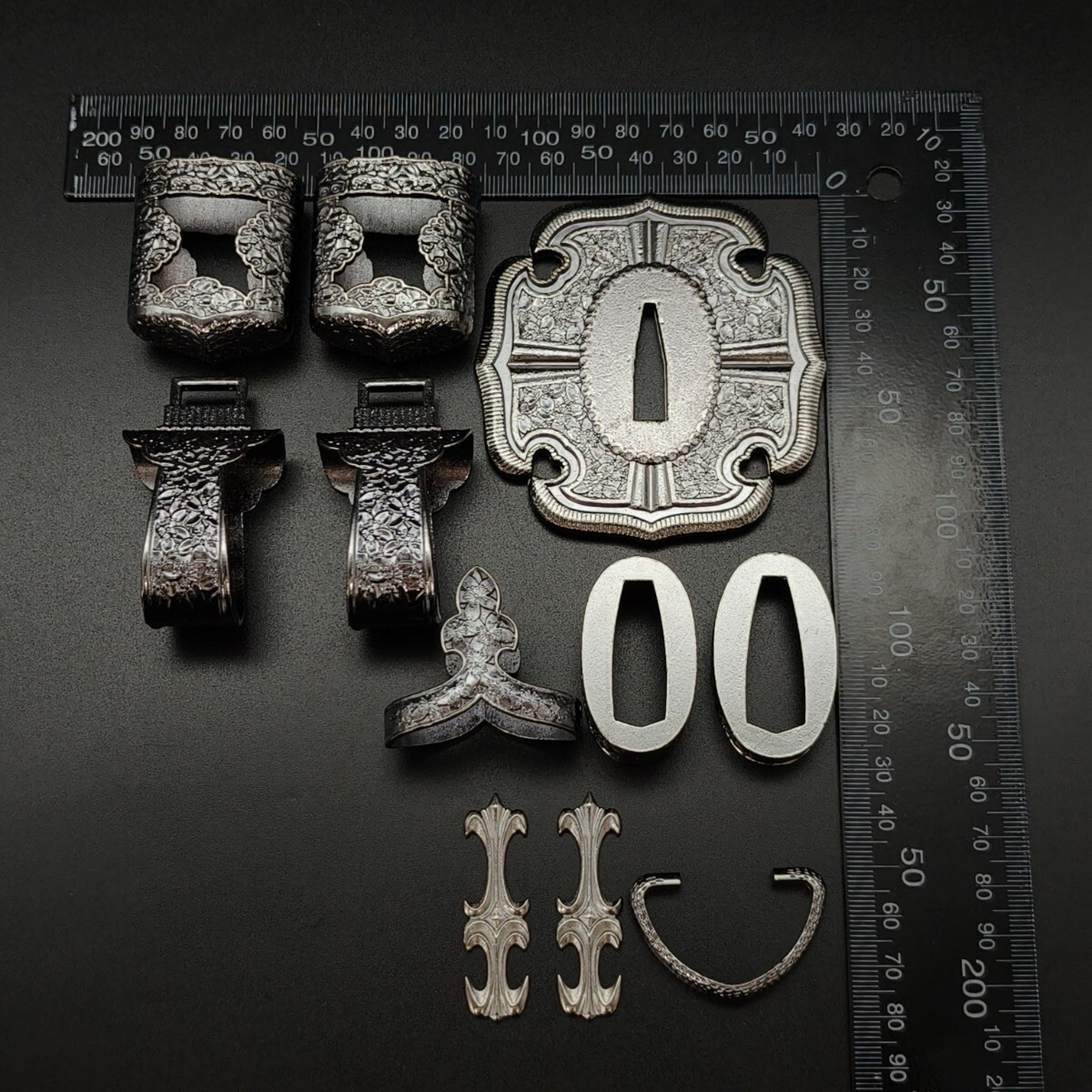 Brand New Japanese Tachi Sword Koshirae Fittings Set Tsuba Menuki Alloy Hardware