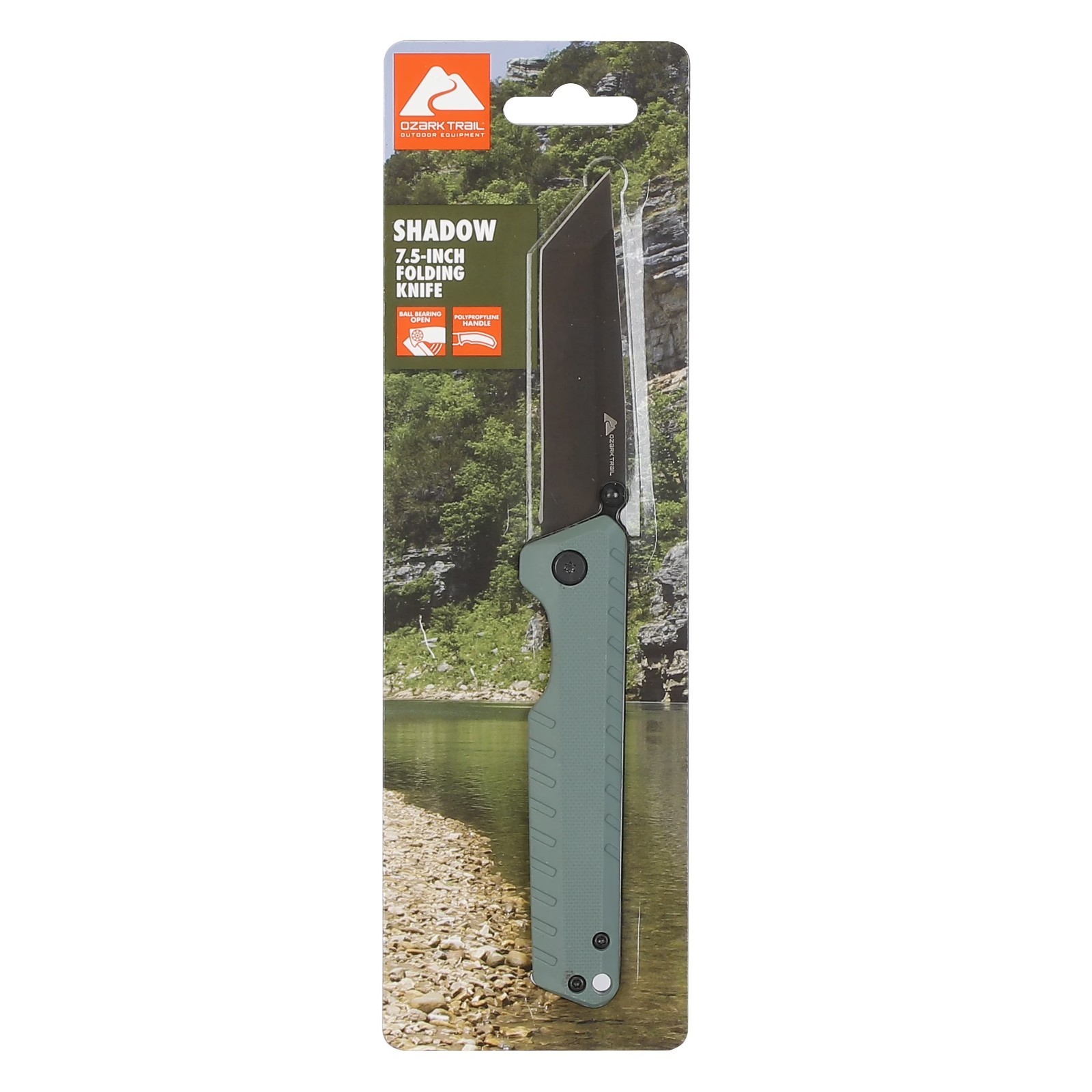 Ozark Trail Shadow 7.5 in Tanto Folding Knife, 3.25 in Stainless Steel