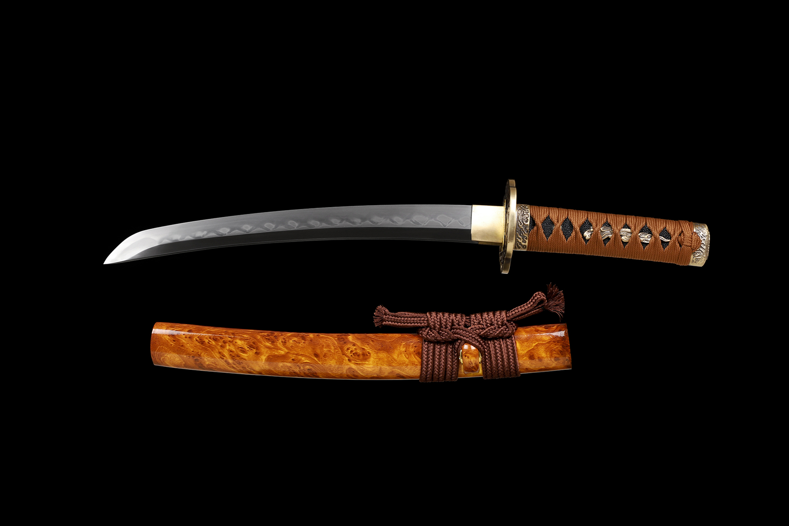 20» Clay Tempered L6 Steel Real Hamon Japanese Samurai Tanto Sword Short Katana