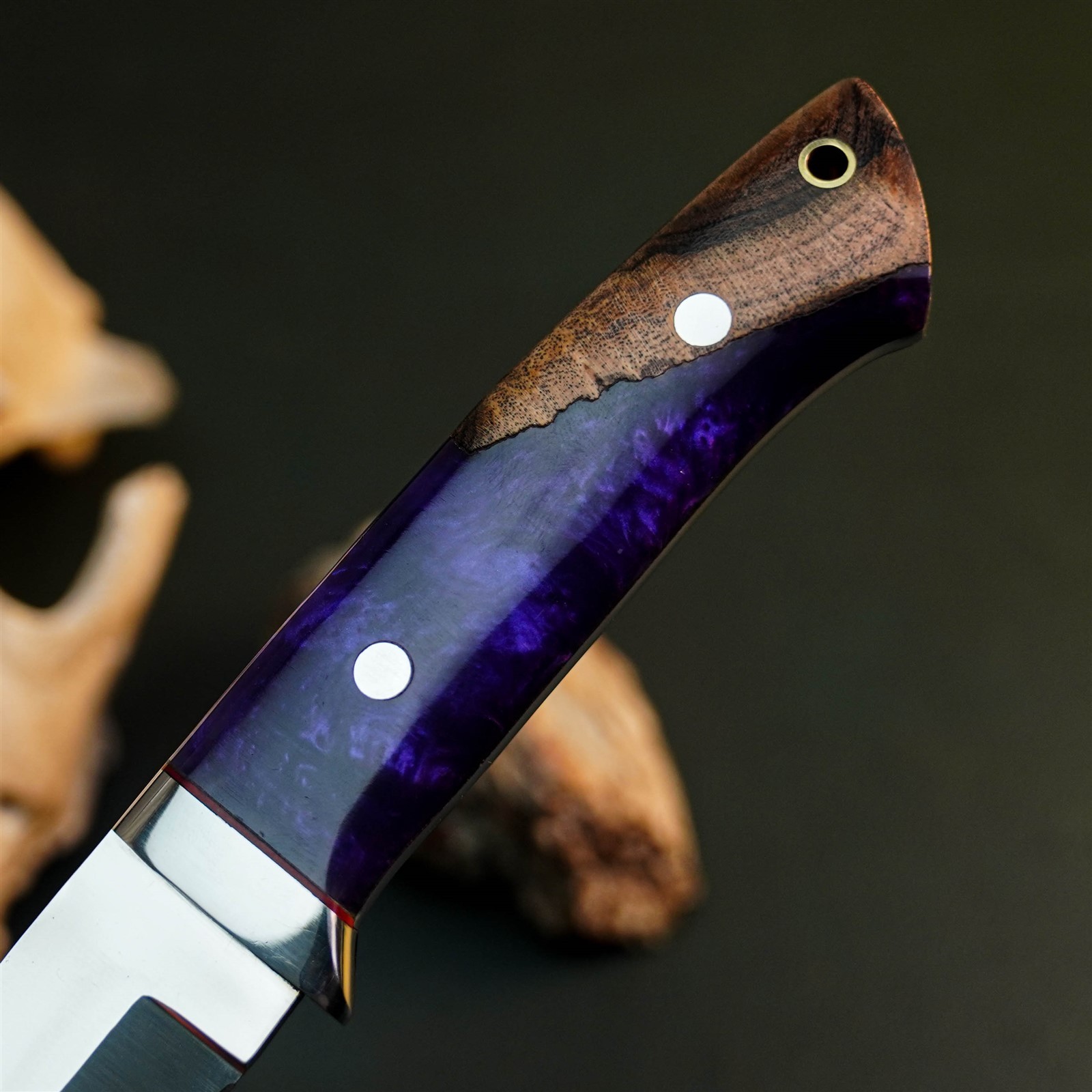 8.6″ Hunting EDC Stainless Knife Handmade Full Tang Wood Handle + Sheath