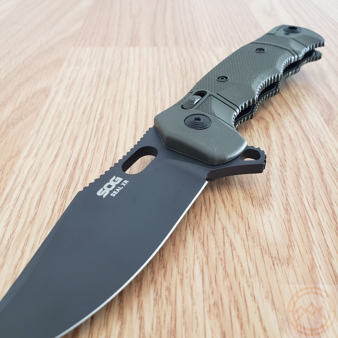 SOG SEAL XR Folding Knife 4″ S35VN Steel Clip Point Blade OD Green GRN Handle