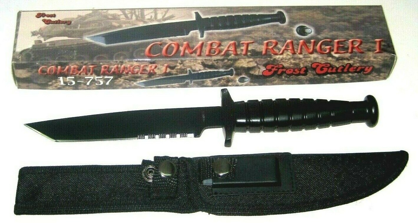 New Frost Cutlery Combat Ranger I 10 3/4″ Black Matte Tanto Blade Knife Knives