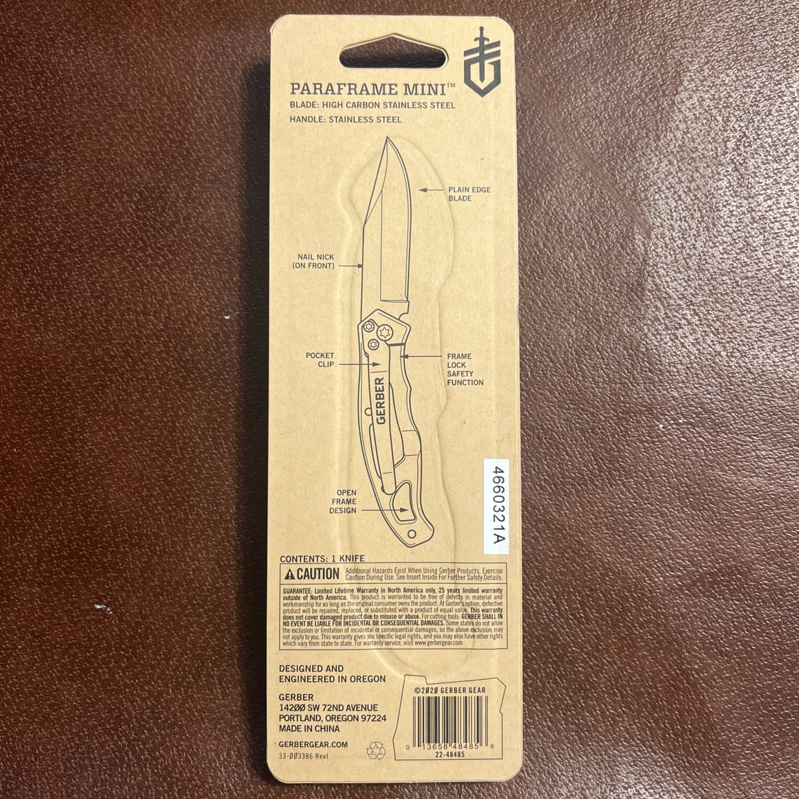 Gerber PARAFRAME MINI – Silver Stainless Steel Clip Folding Knife