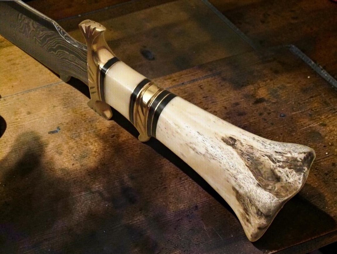 Custom Handmade Damascus Steel 15 Inches Bowie Knife – Hunting Knife Bone Knife.