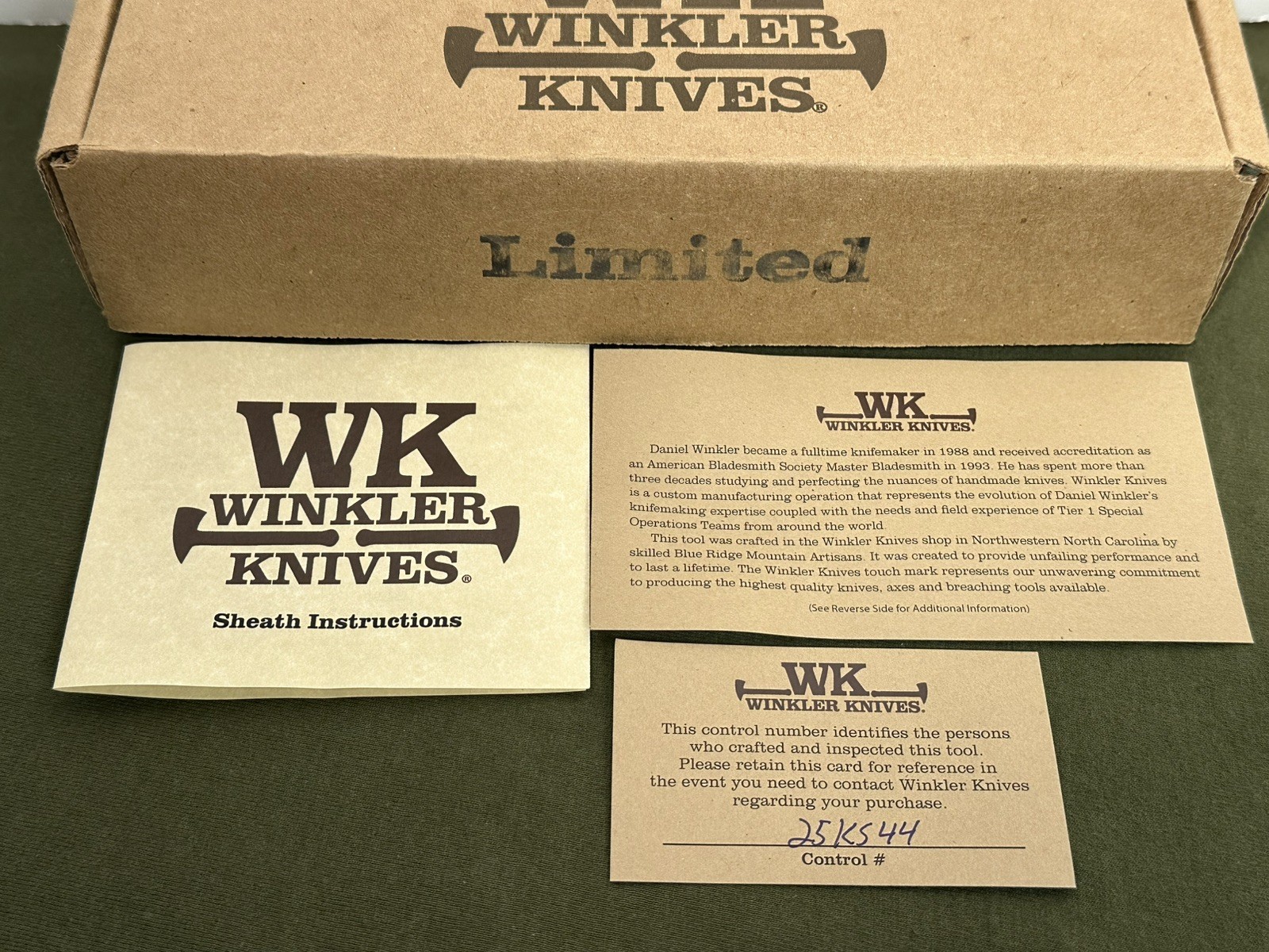Winkler Knives Limited Edition Blue Ridge Crusher Knife with White Oak Scales