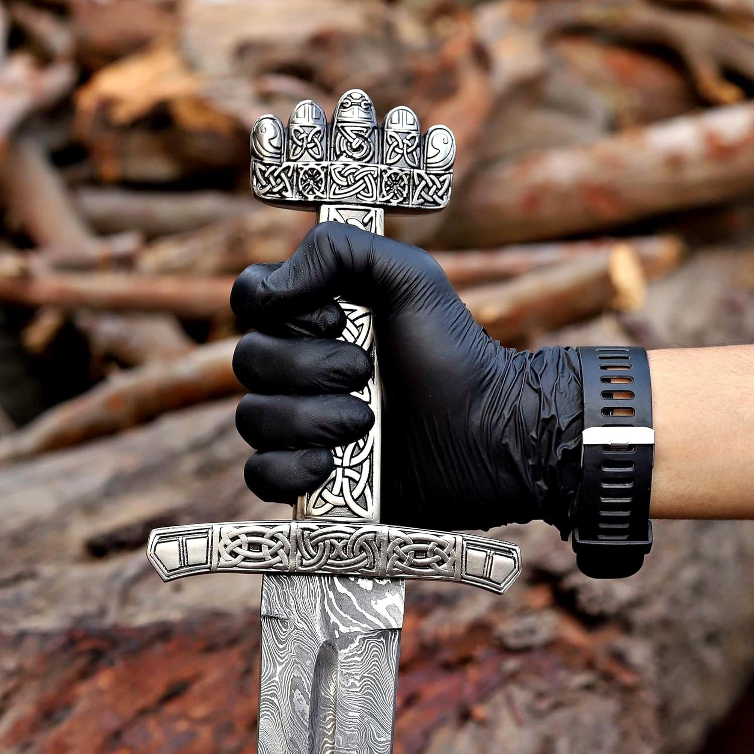 Hand Forged Damascus Steel Viking Sword Battle Ready Medieval Sword +Scabbard