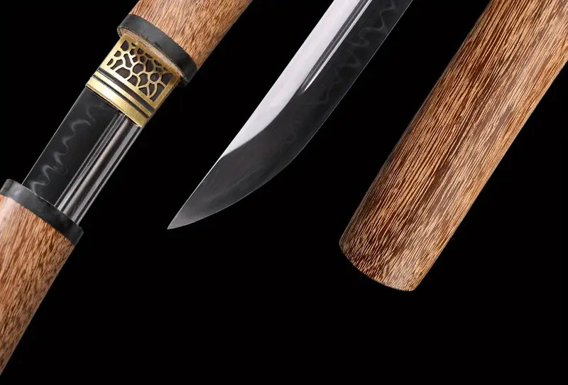 New Japanese Tanto (short Katana) clay-tempered Hamon, Samurai Sword Wakizashi