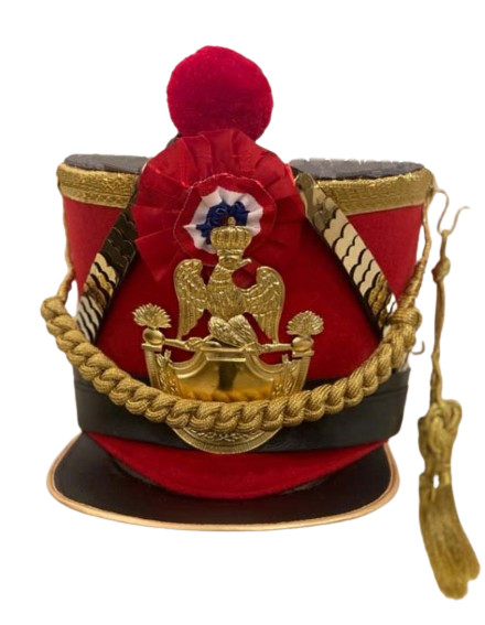 Red French officers 1812 Helmet with Gold