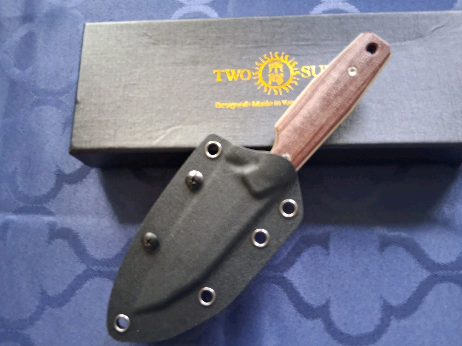 *NEW*🔥 TWO SUN-Fixed Blade/Brown Micarta Handle & D2 Blade TS616-D2 *US SELLER*