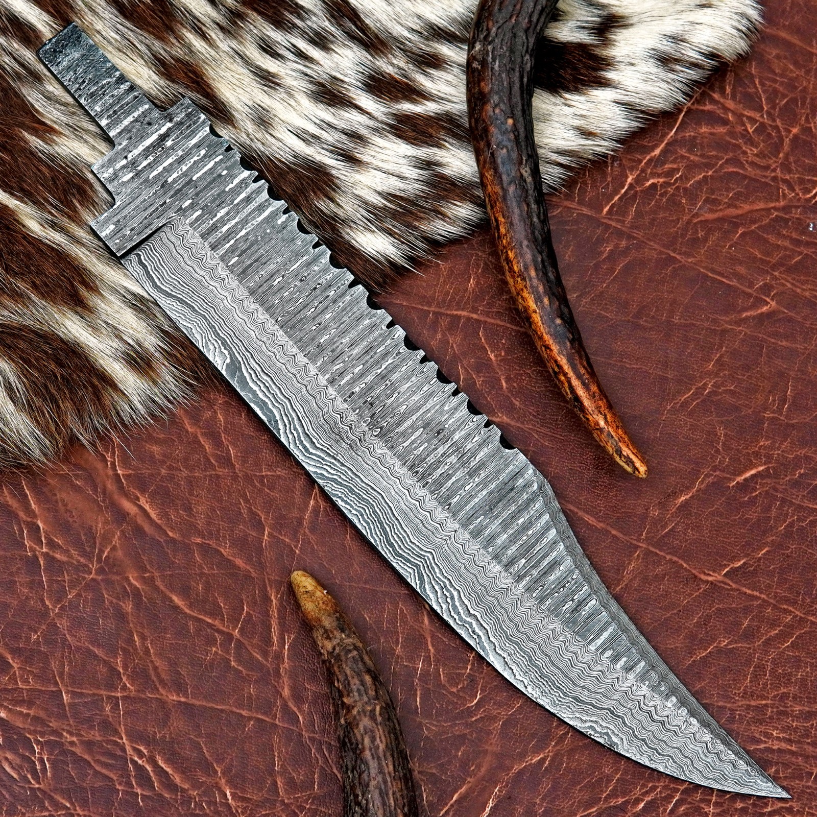 Lot 4 Damascus Bowie Knife Blanks 11.75” Full Tang LOT4BMDNABB09