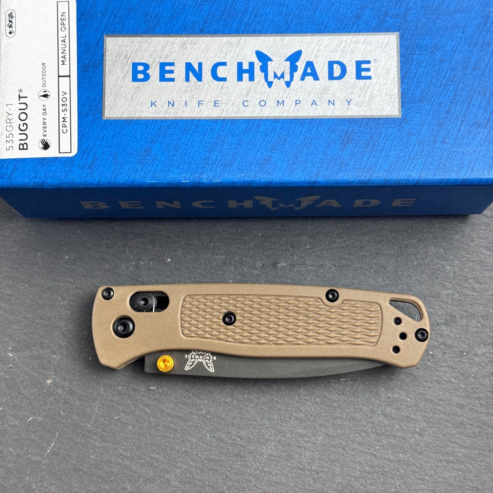Benchmade Bugout 535GRY-1 Ranger Green Grivory Handle CPM-S30V Folding Knife