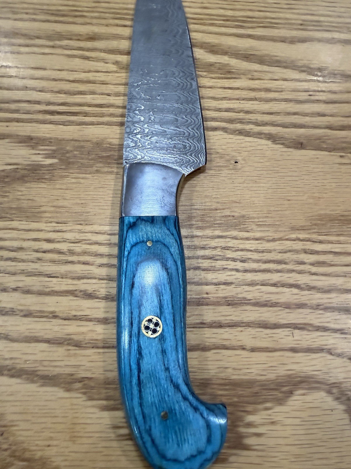 Damascus Steel Chief’s Knife with Turquoise Handle Full Tang Blade