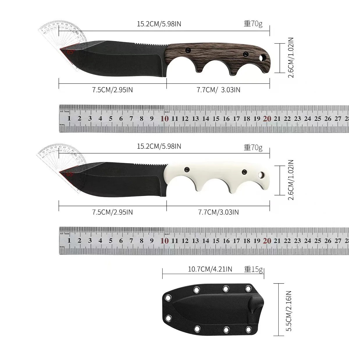 Stainless Steel Full Tang Tactical Fixed Blade Knife EDC Pocket Knife + Sheath