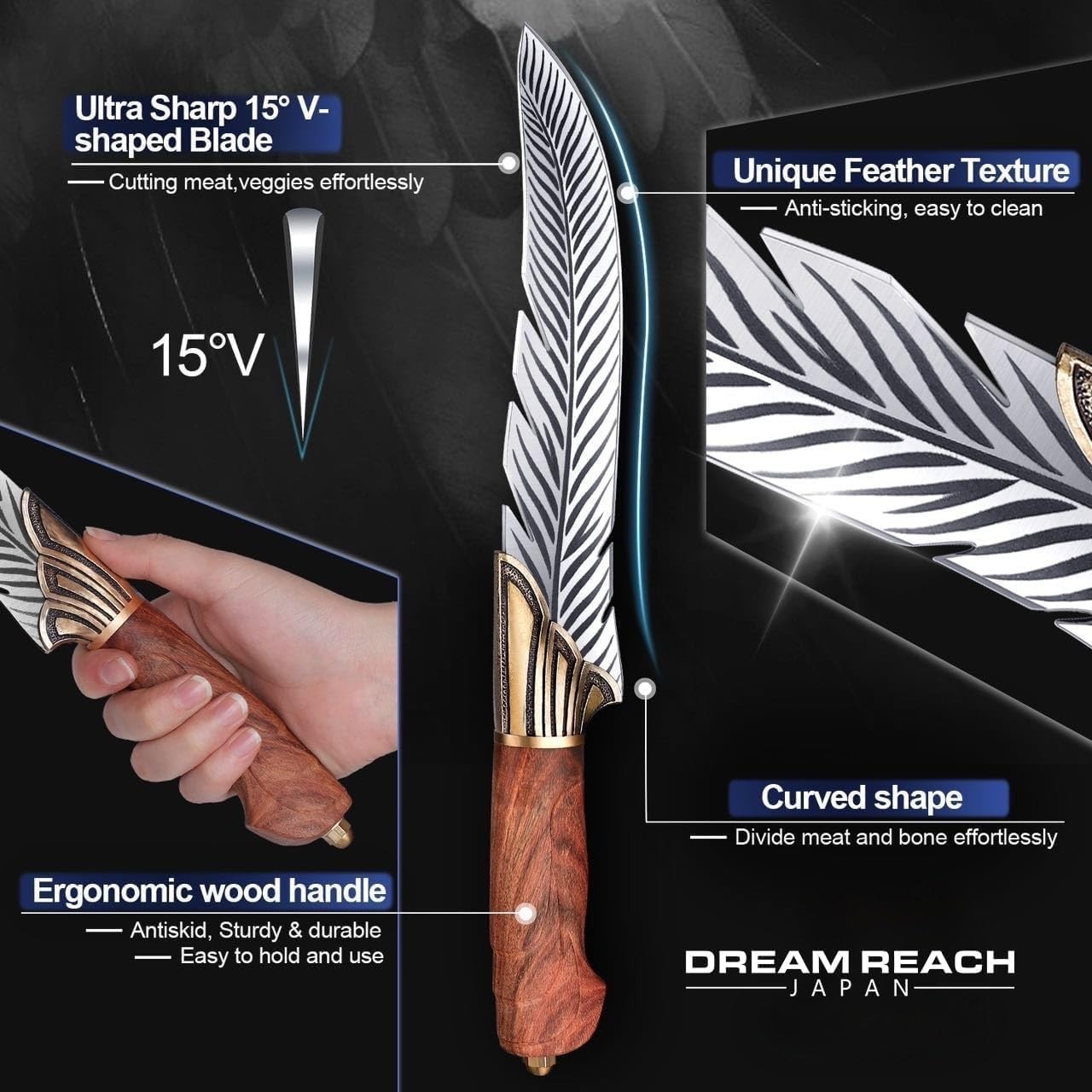 Feather Knife, 6.5″ Hand – Forged High Carbon Steel Viking Boning Knife with …
