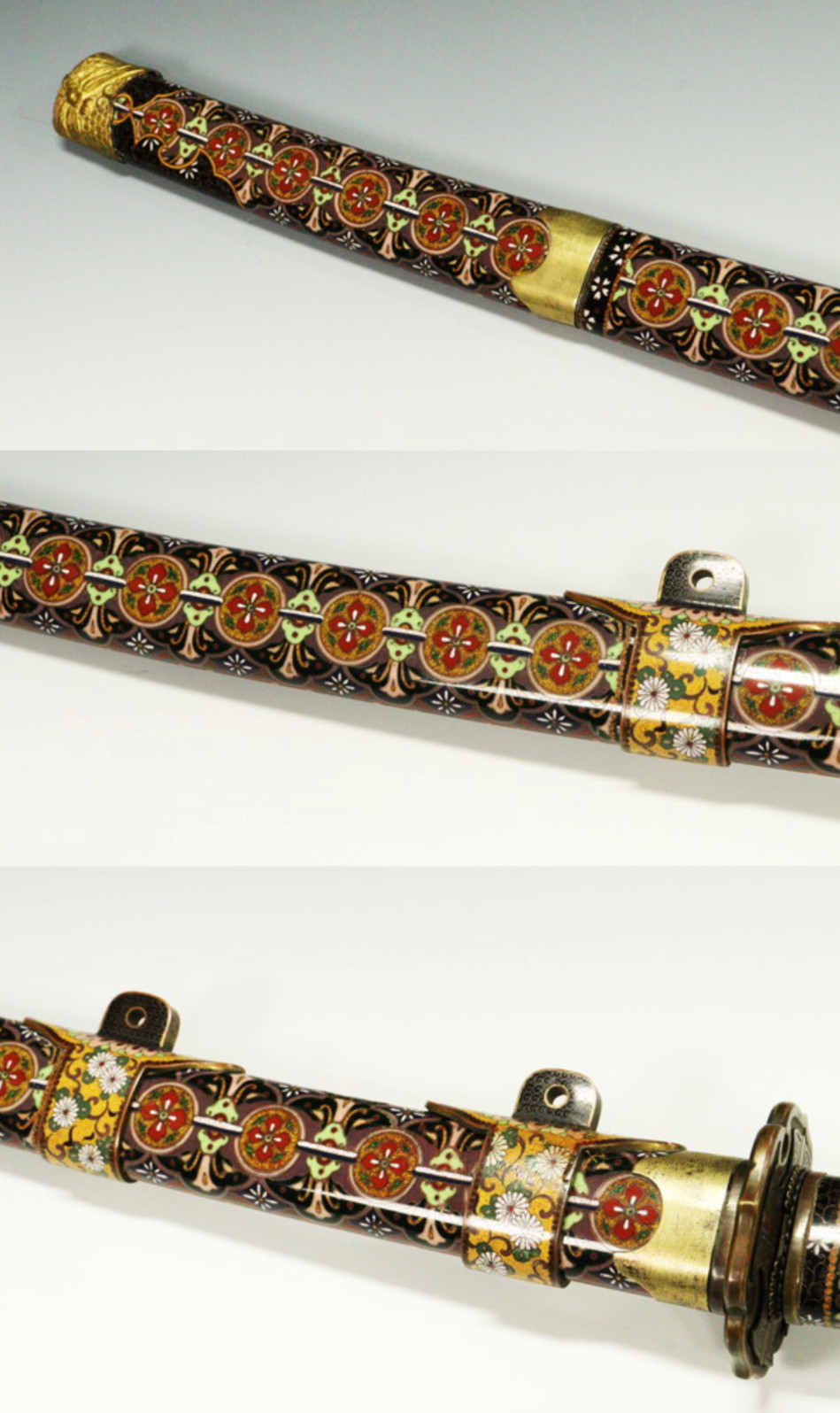 Museum Samurai Tachi Koshirae Gold Maki-e Pearl Inlay For 13mm Thick Sword Mount
