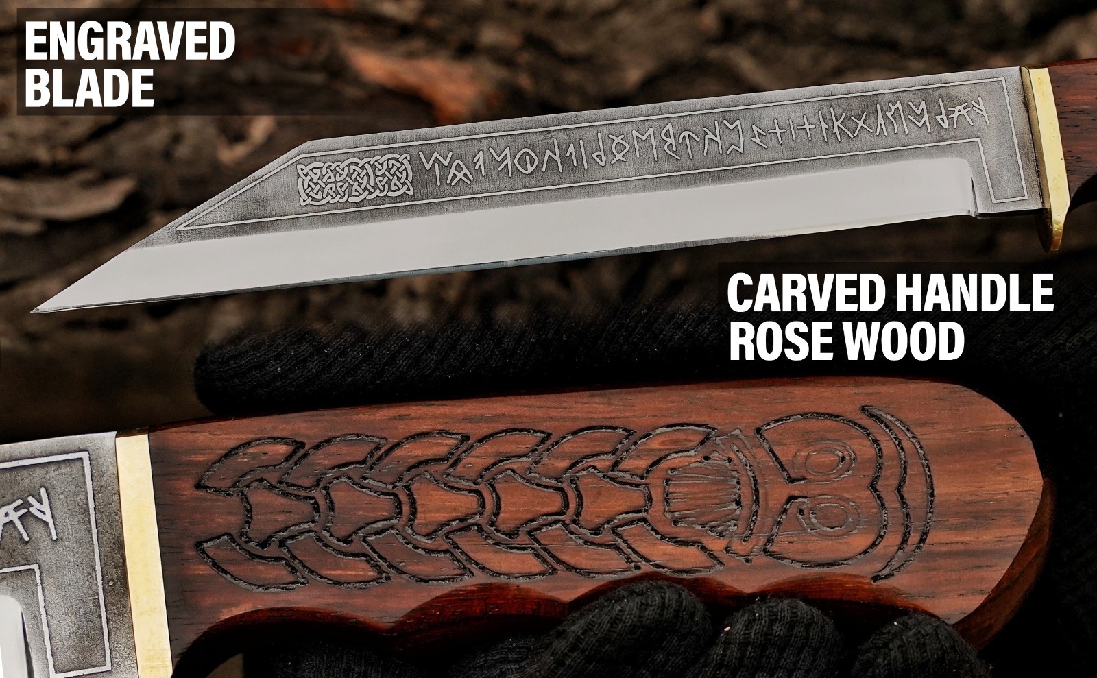 Hand Forged High Carbon Steel Engraved Blade Seax Knife Viking Style Hunting