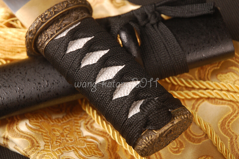 16» Handmade Sharp Short Knife Black Japanese Samurai Tanto Sword Self-defense