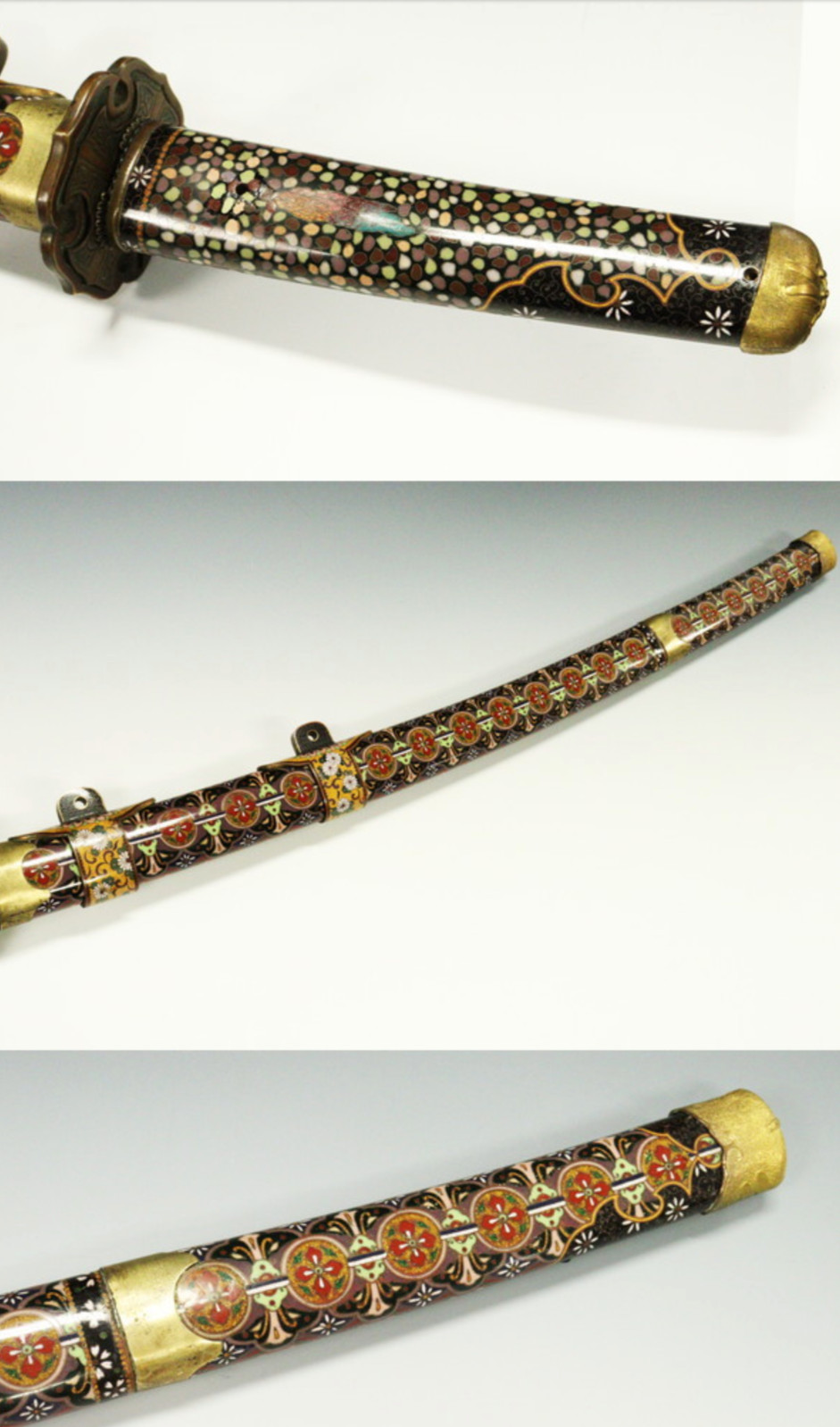 Museum Samurai Tachi Koshirae Gold Maki-e Pearl Inlay For 13mm Thick Sword Mount