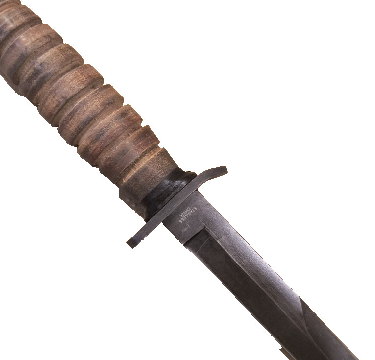 WWII Knife Trench Stacked Leather Reproduction NEW Import