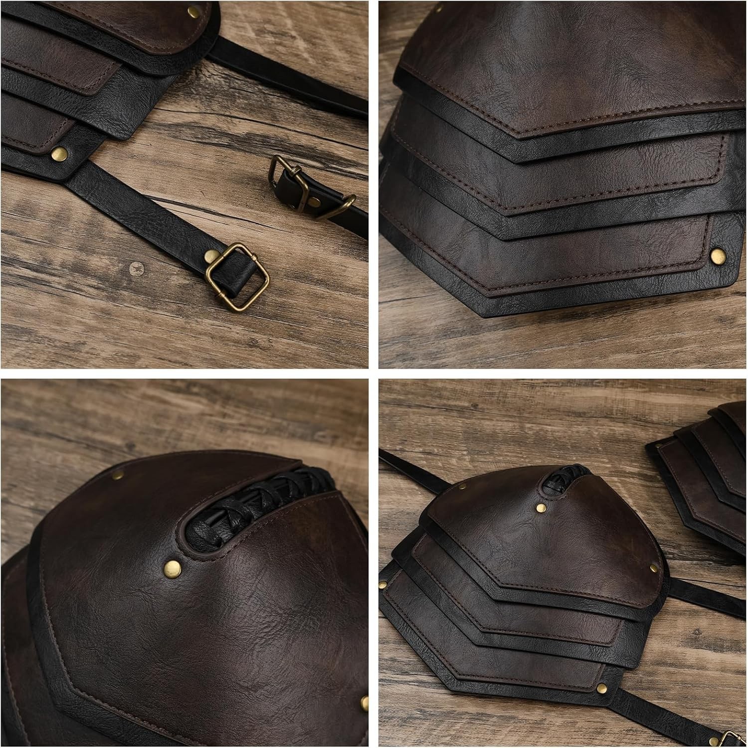 Vintage Mercenary Knight Shoulder Armor – Adjustable Faux Leather Pauldron