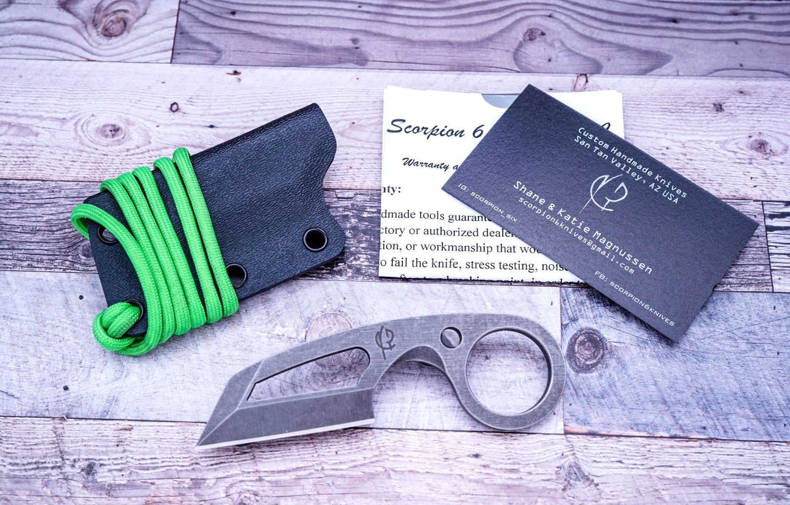 Scorpion 6 Knives Frelser, Gray Finished Wharncliffe CTS-XHP, Black Sheath