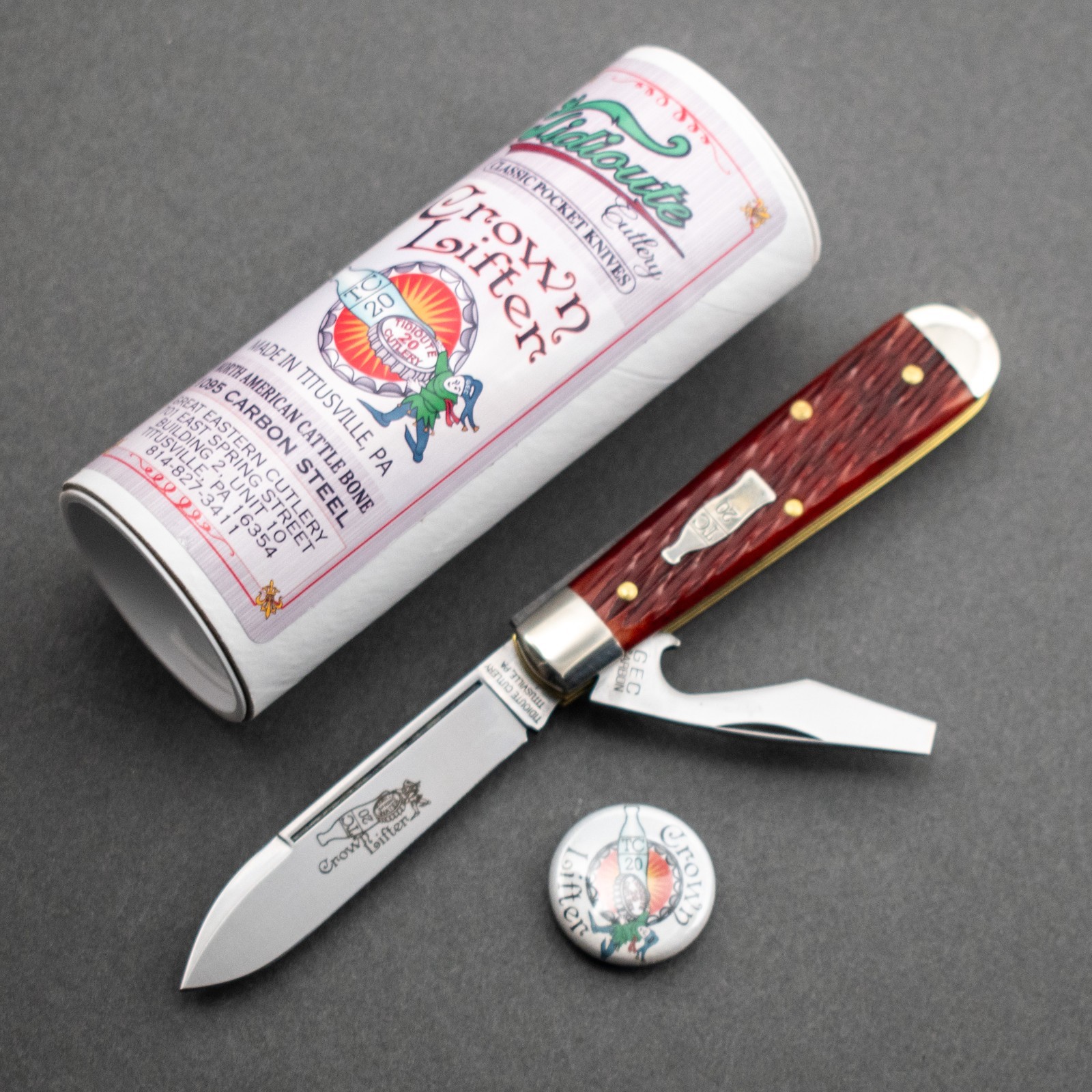 NEW! Great Eastern Tidioute #15 Crown Lifter, Cinnabar Jigged Bone GEC 152226CL