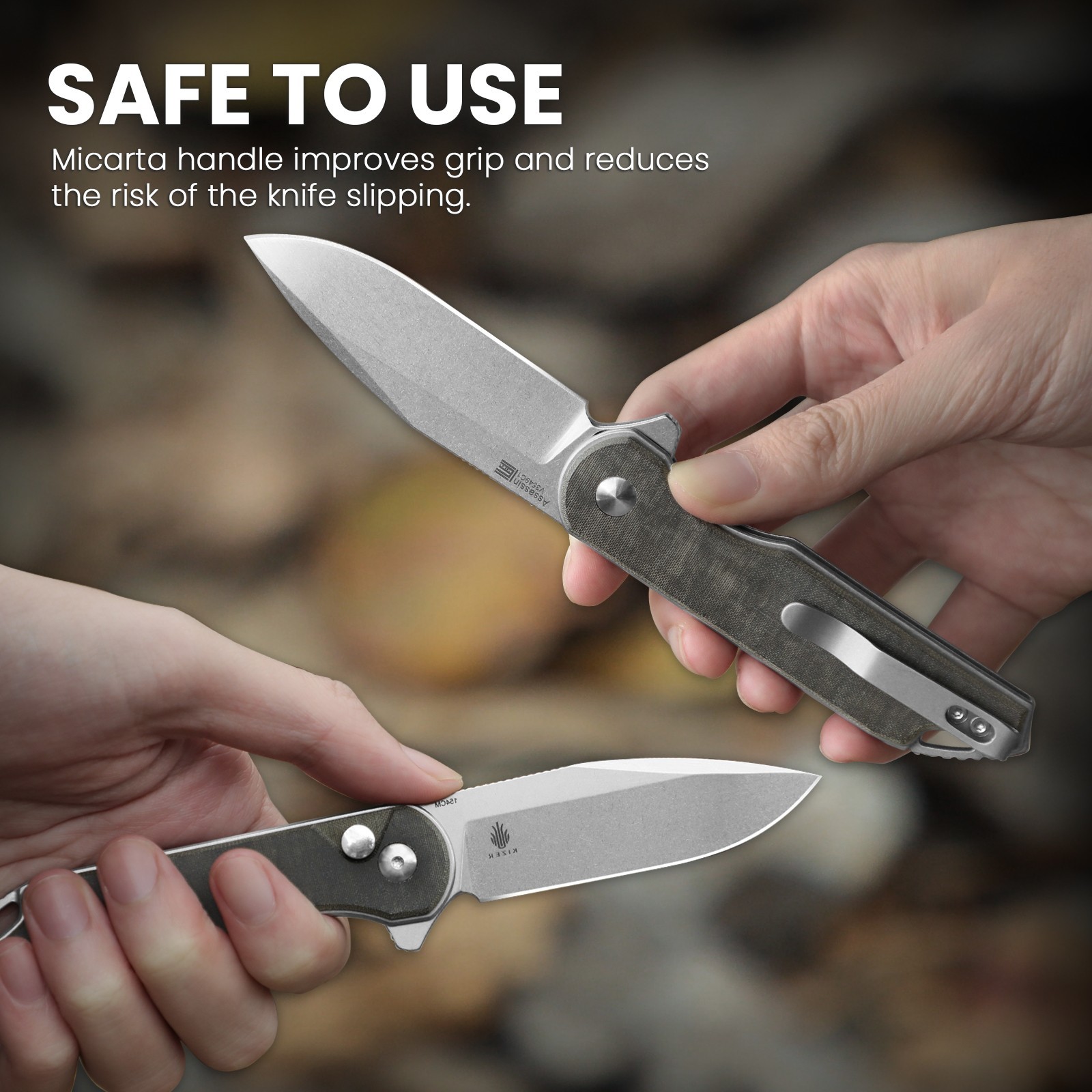 Kizer Assassin EDC Folding Pocket Knife 154CM Blade Micarta Handle V3549C1