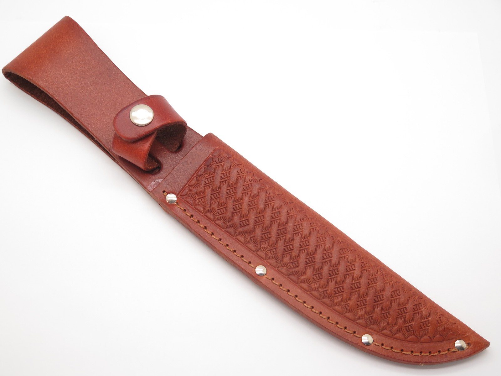 Basketweave 6″ Blade Brown Leather Fixed Skinner Hunter Hunting Knife Sheath