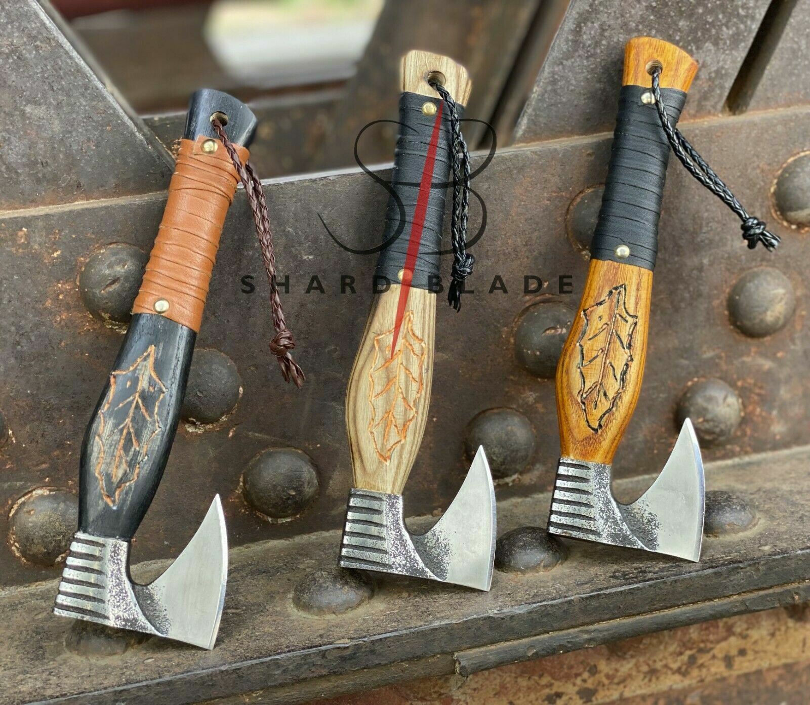 VIKING AXE HAND FORGED Carbon Steel Lot of 3 THROWING VALHALLA BATTLE READY AXE