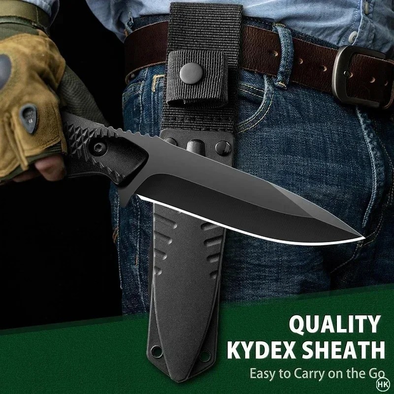 Black Tactical High Hardness Fixed Blade Knife Hunting Camping Knife with Sheath
