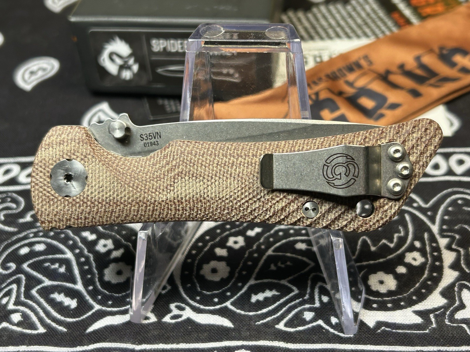 🔥New Southern Grind Spider Monkey Natural Micarta And Titanium Liners S35VN #2