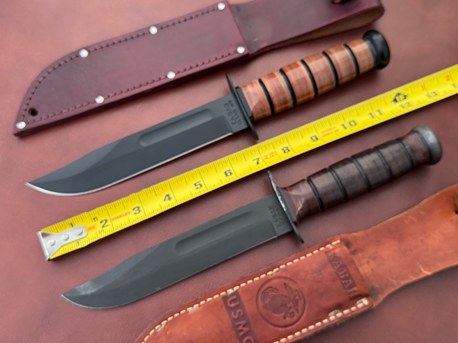 Lot Of 2 Ka-Bar 1217 USMC Fixed Blade Fighting Knives Made In USA