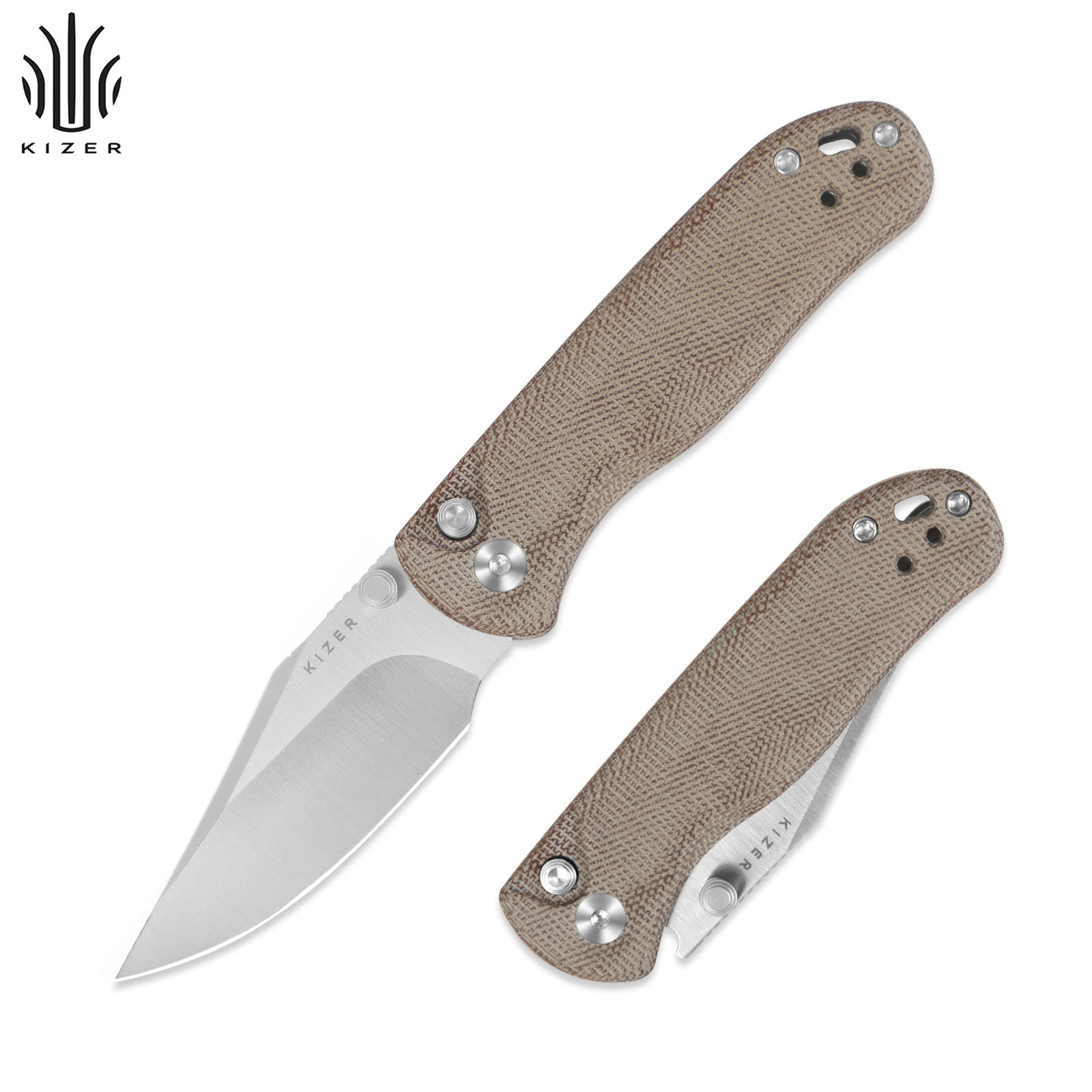 Kizer Drop Bear 2 Folding Pocket Knife Nitro-V Blade Micarta Handle V3619.2CC1