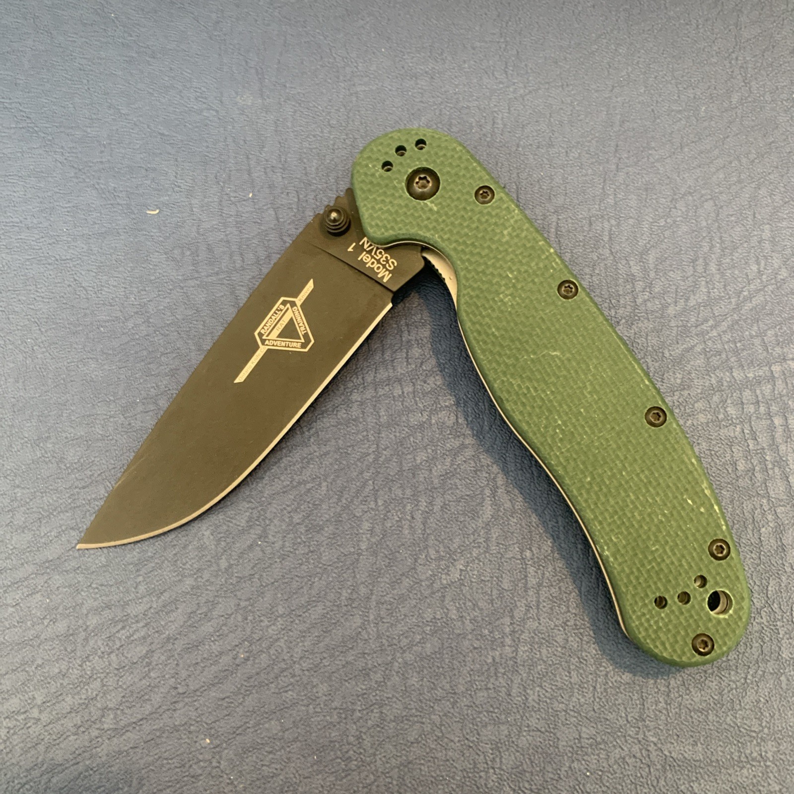 Ontario RAT 1 Folding Knife 3.5″ Black Oxide S35VN Steel Blade Green G10 Handle