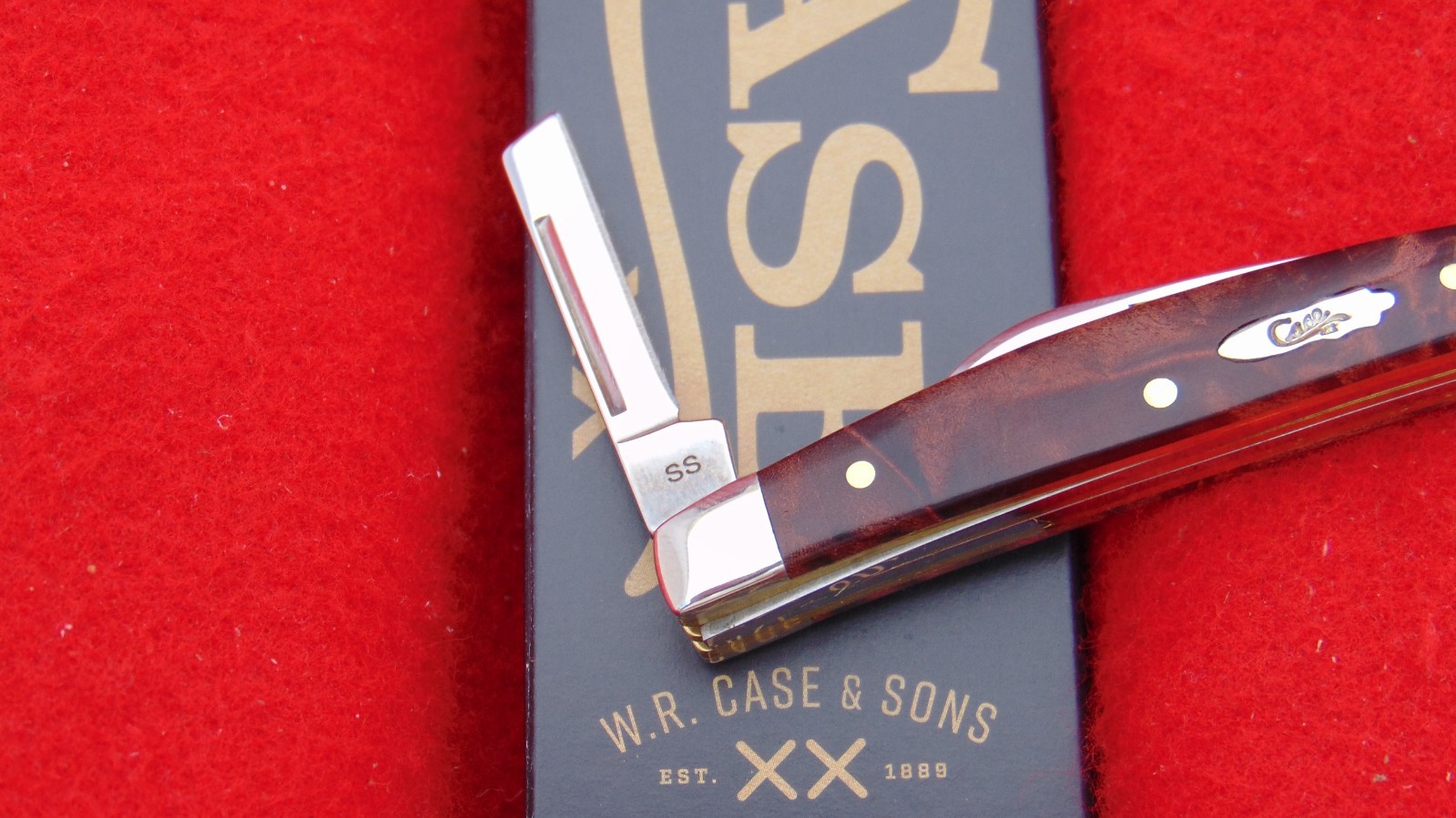 Case XX USA 7468 Smooth Brown Maple Burl Wood Congress Pocket Knife 64069