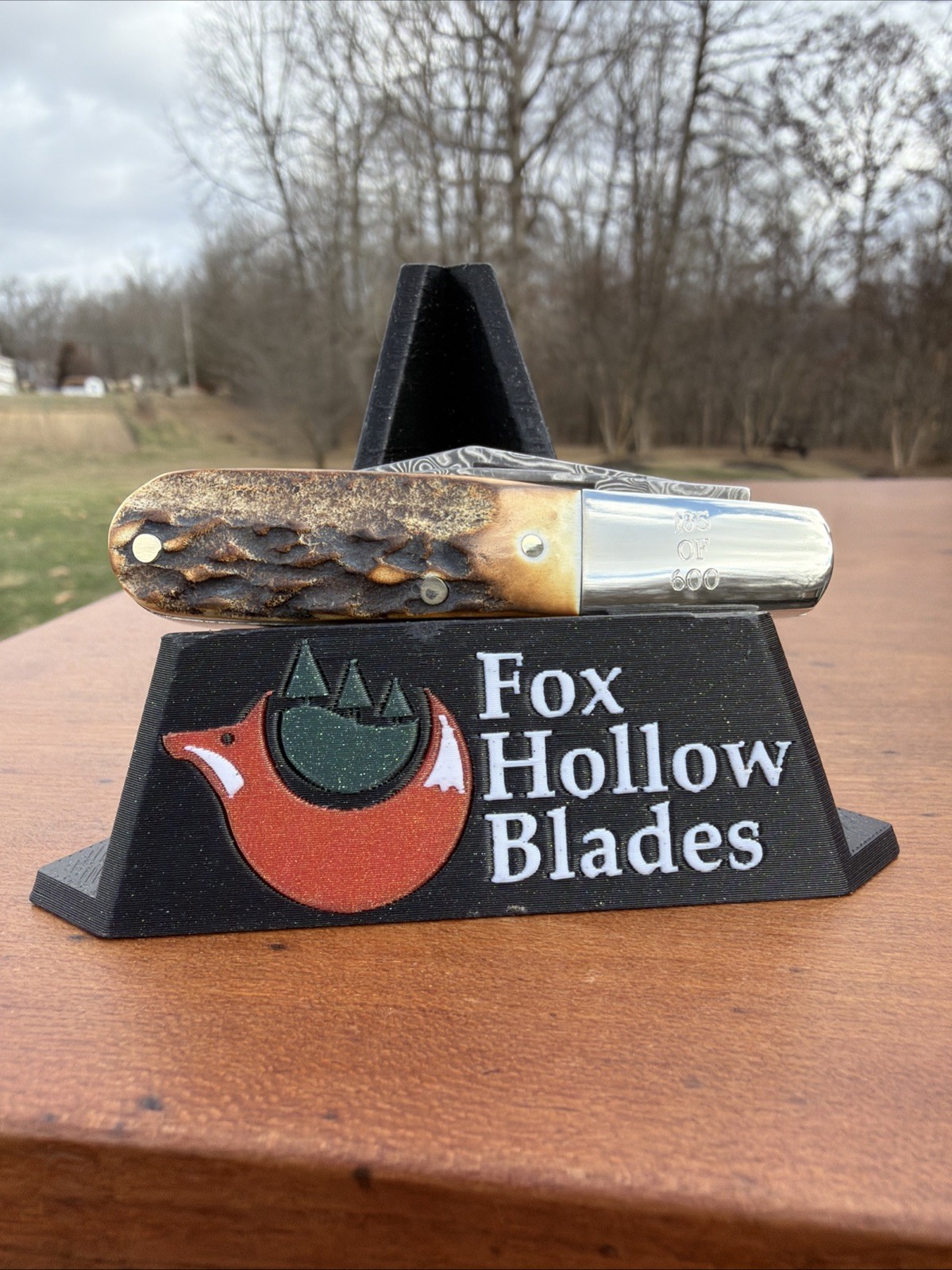 BEAR & SON INDIA STAG BONE DAMASCUS STEEL BCGS281D 1/2 BABY BARLOW KNIFE