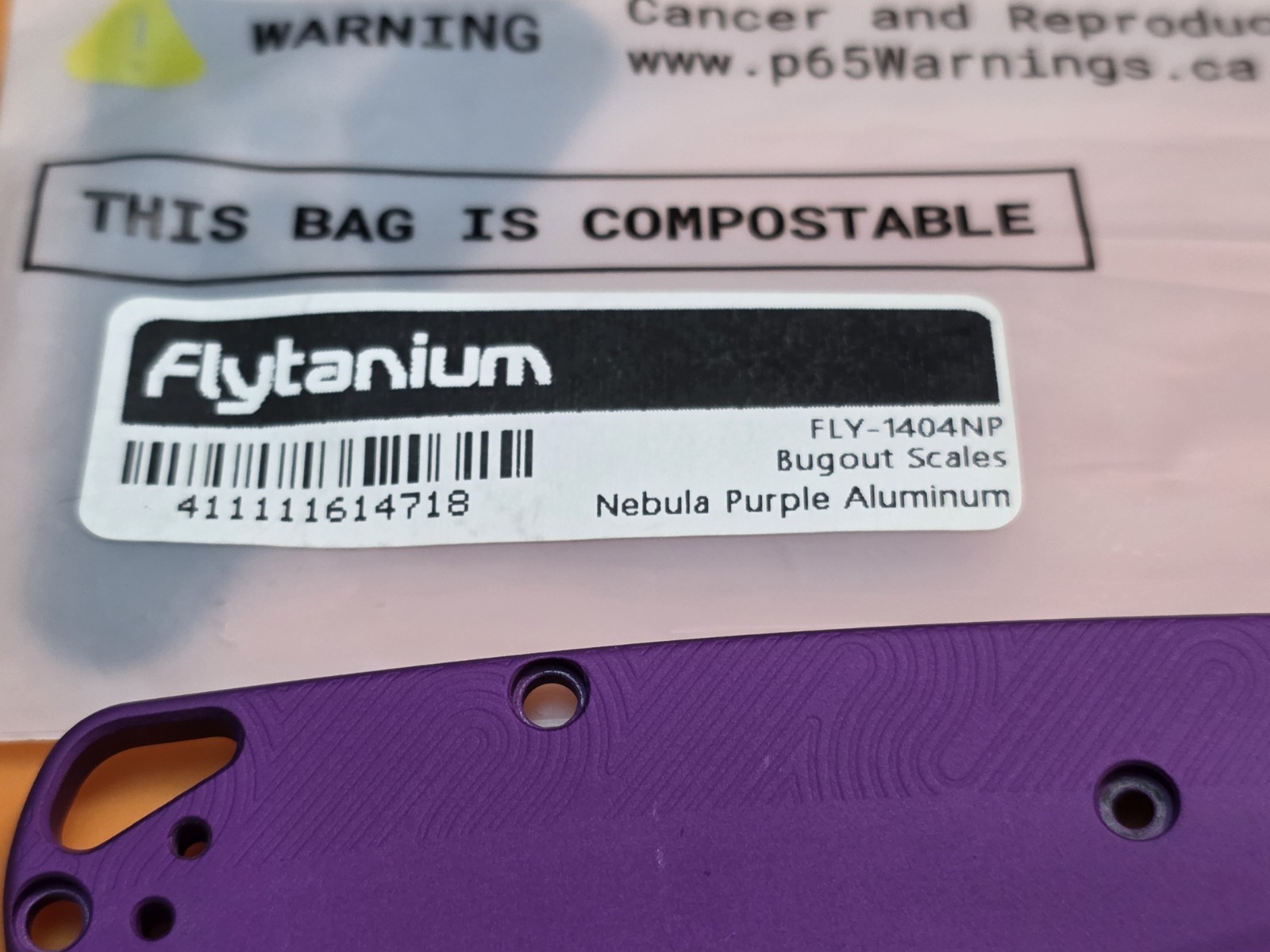 Benchmade Bugout 535 Flytanium Loop Scales Aluminum Nebula Purple Used