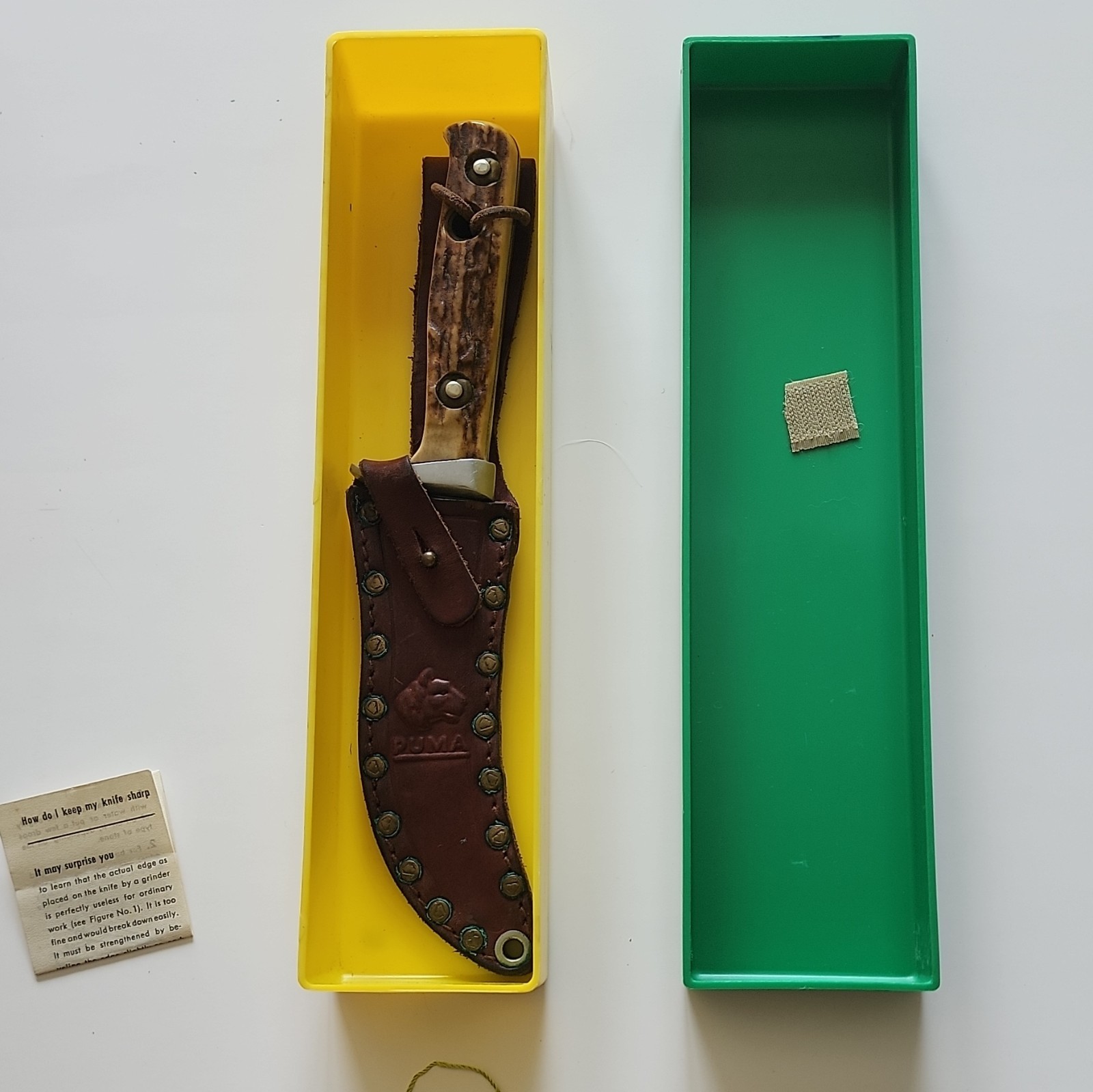 PUMA Hunter’s Companion 6394 Clip Point 4.1-5in Stag SS Knife Sheath Box