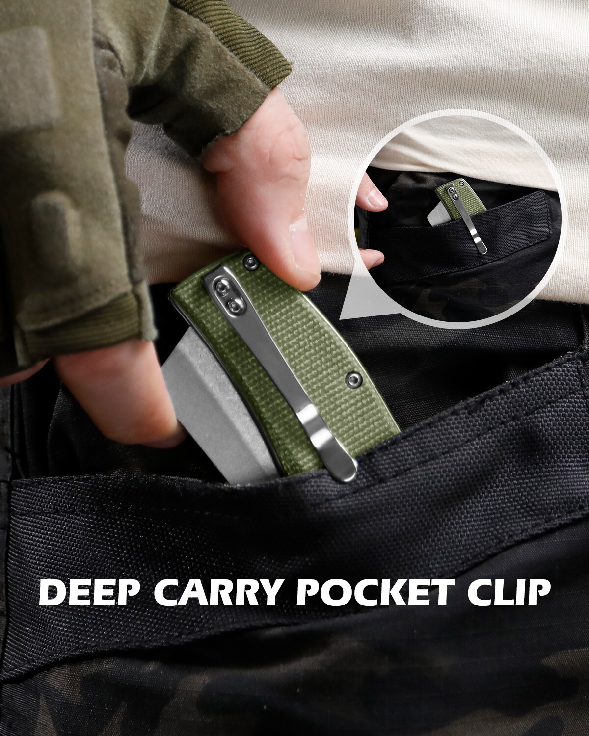 Pocket Knife with Clip,EDC Tactical Folding Knife ,Micarta Handle
